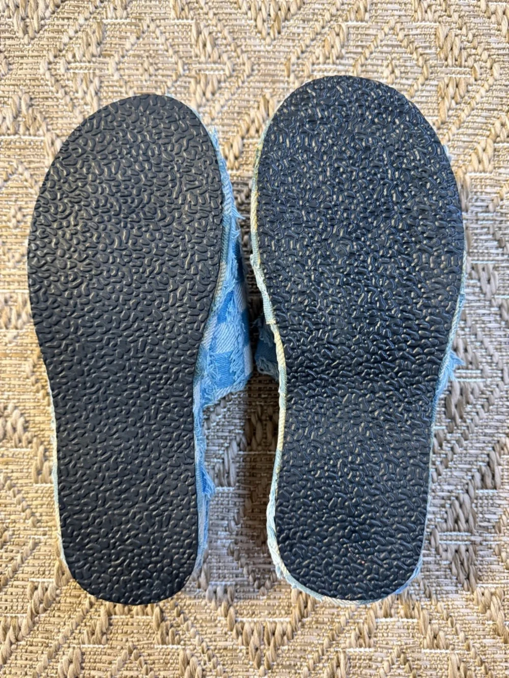 Checked Denim Platform Slide Mules - Blue Size 6 - Picture 5 of 7